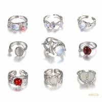 ราคา Exhila ชุดแหวนโลหะผสมเงิน 9 ชิ้นสําหรับผู้หญิงวัยรุ่นคริสตัล Rhinestones (55710416043)