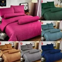 ราคา Wow in stock ผ้าปูที่นอนสีพื้นลายริ้ว เกรดพรีเมี่ยม งานผ้าซาติน สำหรับที่นอน 6ฟุต 5ฟุต แบบชุด 5 ชิ้น (43057565132)