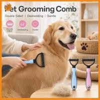 ราคา Pet Grooming Comb Double Sided Undercoat Rake Deshedding Dematting Brush for Dog Cat Hair Removal Tool (54860823874)