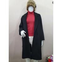 ราคา เสื้อโค้ทสีดำ ผ้าวูล แบรนด์ดังเกาหลี งานดีมาก ลุค Overcoat ทรงยาวคลุมเข่า (42780589223)