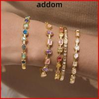 ราคา ADDOM กําไลเพทาย สร้อยข้อมือเพทายเรขาคณิตสีชุบทอง หลากสี Dainty สแตนเลสโซ่มือผู้หญิง (54811282271)