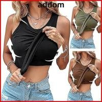 ราคา ADDOM ขนาดใหญ่ U คอเสื้อกั๊ก เสื้อครอปแขนกุดสีทึบ Ribbed Tank Top ในตัว Bra อินเทรนด์นุ่มผิวยืด Ribbed เสื้อกล้าม (53761469510)