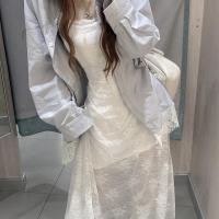 ราคา สินค้าใหม่ ชุดสลิงลูกไม้สไตล์วันหยุดฤดูร้อนความปรารถนาบริสุทธิ์ชุดเดรสเข้ารูปเอวแคบโชว์ร่างกายเสื้อคาร์ดิแกนสีฟ้าสูท (42830877848)