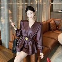ราคา ลดราคาจํากัดเวลา French High End Feeling Puff Sleeve Classy Shirt Design Cross V Neck Lace Up Satin Long Sleeved Shirt Womens Fashion Trendy (47210282486)