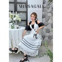 ราคา เซตเสื้อเกาะอกปาดไหล่และเดรสลูกไม้ปักโบว์ป้ายร้าน L เสื้ออก 30 38 ยาว 7 5 เดรสอก 36 ใต้อก 30 สพ 46 ยาว 44 (29223928850)