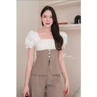 ราคา เซตเสื้อทูโทนน้ำตาลขาวแวกหน้าแต่งกระดุมและกางเกงขายาวสีน้ำตาล L อก 36 ยาว 22 นิ้ว เอว 30 สพ 42 ยาว 42 นิ้ว (27722106556)