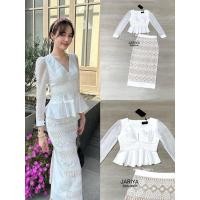 ราคา สวยอีกแล้วชุดทำบุญ สั่งแล้วห้ามยกเลิก เซตเสื้อขาวและกระโปรงผ้าถุงลูกไม้ L อก 36 เอว 29 30 สพ 40 งานป้าย (27556420223)