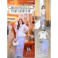 ราคา ชุดทำบุญสวยหนักมากแม่ สั่งแล้วห้ามยกเลิก เซตเสื้อขาวและกระโปรงผ้าถุงม่วงลายดอกไม้ งานป้าย (28656417502)