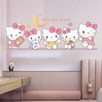ราคา น่ารักคิตตี้ลายแมวการ์ตูนสติ๊กเกอร์ติดผนังเด็กตกแต่งห้องนอนเจ้าหญิงตกแต่งห้องสติกเกอร์ติดด้วยตนเอง (56711765914)