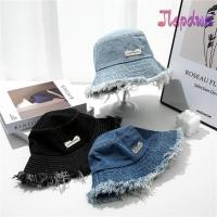 ราคา JEPDWN หมวกยีนส์ล้าง หมวกถังสีฟ้าผ้ายีนส์ขอบดิบ พู่ลําลองขอบหมวกป้องกันแสงแดดฤดูใบไม้ผลิฤดูกาล (51960202680)