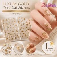ราคา JEPDWN สติ๊กเกอร์ติดเล็บ ดอกไม้ทองกาวดอกไม้บรรเทาเล็บสติกเกอร์ คุณภาพสูงกดบนเล็บยาวนานดอกไม้เล็บรูปลอกตกแต่งเล็บ (46411160560)
