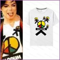 ราคา YT2 Michael Jackson ของที่ระลึกเสื้อยืดผ้าฝ้ายหนา PEACE AND LOVE OLODUM เสื้อแขนสั้น YT2 (49761332225)