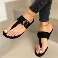 ราคา การค้าต่างประเทศขนาดใหญ่ Flip Flops ยุโรปอเมริกันฤดูร้อนสไตล์ใหม่ Flat Soled Flip Flops โลหะหัวเข็มขัดตกแต่ง (49412122387)