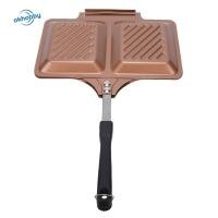ราคา OKHOBBY เครื่องทําแซนวิชย่าง เหล็กไม่ติดเคลือบ Panini Maker Pan หนาสองด้านพร้อมที่จับเตาตั้งพื้นเครื่องทําแซนวิช Home Kitchen Snack Bars (48061401169)