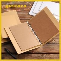 ราคา GUSTAVA Binder File Clip Vintage A5 B5 A4 Kraft Paper Binder Cover Kraft Paper Perforated Binder Folder (54559293103)