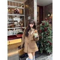 ราคา Preorder โค้ทใส่ได้ 2 ด้าน ลายตาราง ผูกโบว์ สีน้ำตาล (29243597784)