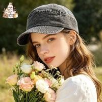 ราคา Denim Short Brim Newsboy Cap Retro Unisex เบสบอลหมวกเย็บรายละเอียด Vintage Denim (47411302905)
