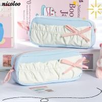 ราคา กระเป๋าใส่ปากกา นิโคโล ดินสอจีบโบว์สี กระเป๋าใส่ดินสอความจุขนาดใหญ่หลายชั้นแบบพกพานักเรียน (57161283795)