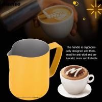 ราคา NICOLOO เหยือกตีฟองนม สแตนเลส 350 มล 12 ออนซ์เหยือกตีฟองนม Frother เคลือบสีเหลืองสําหรับ Latte Art Espresso นึ่งเหยือกเครื่องชงกาแฟ (55061883877)