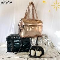 ราคา NICOLOO Travel Duffel Bag ไนลอน Quilted Puffer Gym Tote Bag แบบพกพาพร้อมช่องรองเท้าWeekenderกระเป๋าความจุขนาดใหญ่กระเป๋าถือกระเป๋าเดินทาง (52811652941)