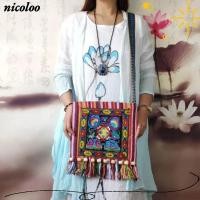 ราคา NICOLOO กระเป๋าข้อความ Vintage Tassels กระเป๋าสะพายผู้หญิง เย็บปักถักร้อย Tapestry Hama Tribal ชาติพันธุ์ไทยอินเดีย Boho Tote Messenger (51762325700)