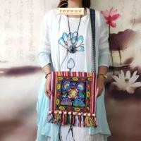 ราคา TEEWOW กระเป๋าข้อความ Vintage Tassels กระเป๋าสะพายผู้หญิง ม้งชนเผ่าชาติพันธุ์ไทยอินเดีย Boho เย็บปักถักร้อย Tapestry Tote Messenger (41931149319)