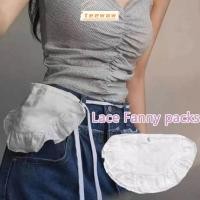 ราคา TEEWOW Ruffle Fanny Pack สวมใส่ชั้นสีขาวลูกไม้เอวกระเป๋า การออกแบบ Y2k ความงามเร้าใจการออกแบบขนาดเล็กผ้าพันแผลลูกไม้กระเป๋า (27195094394)