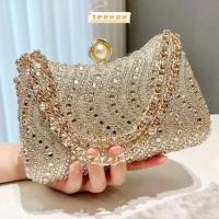 ราคา TEEWOW กระเป๋าราตรี Rhinestone Diamond Inlay Rhinestone Diamond Inlay Bag Elegant Gold Silver Blue Sparkling กระเป๋าสะพาย (42027725915)