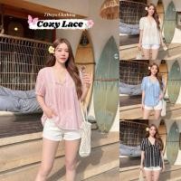 ราคา ? ? ? ? ? ? ? ? ? ? ? ? ? Cozy Lace เสื้อผูกโบว์หน้า แขนตุ๊กตา ทรงปล่อย (40979650546)