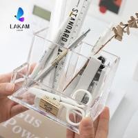 ราคา LAKAM ชั้นเก็บของ เครื่องเขียนที่ใส่ปากกาอะคริลิคใส ชั้นวางแต่งหน้าความจุขนาดใหญ่ทรงสี่เหลี่ยมสามตารางสํานักงาน (56160773417)