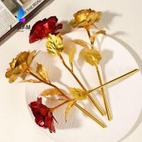 ราคา LAKAM ช่อดอกไม้กุหลาบ ดอกไม้ฟอยล์สีทองสีทองสีแดง ดอกกุหลาบสีทอง แฟชั่นพลาสติกประณีตดอกไม้ดอกกุหลาบประดิษฐ์สิ่งแวดล้อม Rose Party ตกแต่ง (57909467269)