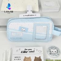 ราคา LAKAM Pencil กระเป๋าใส่ปากกาพิมพ์ลาย Blue Polka Dot ของขวัญกระเป๋าดินสอความจุขนาดใหญ่แมวน่ารักที่ทนทาน (57112329456)