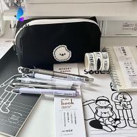 ราคา LAKAM กระเป๋าดินสอกระเป๋าเก็บผ้าแคนวาสสีดําความจุขนาดใหญ่ (52910764882)
