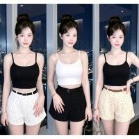ราคา ชุดเซ็ตสายเดี่ยวครอป กางเกงขาสั้นลายจุด เอวสูง สไตล์เกาหลี ผ้านิ่ม ใส่สบาย พร้อมส่ง (48163178096)