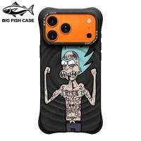 ราคา เคสไอโฟน ซิลิโคนสีดำ แม่เหล็ก ขอบหนา 4 มุมป้องกันตก ลายตัวการ์ตูนสีอ่อนรอยสักเต็มตัวตัดพื้นดำเด่น สำหรับ iphone17 16 15 (57113033373)
