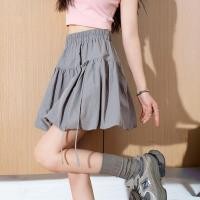 ราคา จํากัดเวลา Seckill กระโปรงผู้หญิงฤดูร้อนสีเทา A line สไตล์บางผูกโบว์กระโปรงดอกตูมกระโปรงสั้นครึ่งความยาว (53212442432)