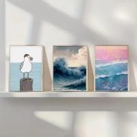 ราคา Aesthetic Coastal Canvas Wall Art Seaside Beach Birds Fish House Decor Modern Ocean Waves Minimalist พิมพ์ Vintage โปสเตอร์ (47361049472)