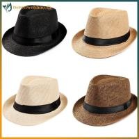 ราคา Tweetwehhno หมวก Unisex ผู้ชายผู้หญิง Fedora Trilby หมวกปีกกว้างหมวกฟางชายหาดดวงอาทิตย์สุภาพบุรุษ Adlut TH (53811755453)