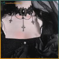 ราคา Tweetwehhno Gothic Chokers ปรับลูกไม้ Choker Collar Nelace กับ Crucifix Vintage sel Chain ผู้หญิง Steampunk ฮาโลวีนเครื่องประดับฮาโลวีนเครื่องแต่งกาย TH (44563365583)