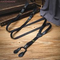 ราคา JUNYFASHION Suspenders สําหรับผู้ชาย Y Type Anti slip Buttoned Suspenders สไตล์ลําลอง Retro Suit Accessories PU Leather Suspenders Men (57208491344)