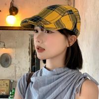 ราคา JUNYFASHION ลายสก๊อต Beret หมวก ผ้าฝ้าย Retro ส่งต่อหมวก หมวกปีกโค้งสั้น Peaked หมวก Casquette ผ้าจิตรกรหมวกทํางาน (56758489975)