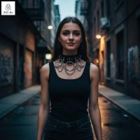ราคา Punk สไตล์ PU หนัง O แหวน Choker สร้อยคอสําหรับเทศกาลดนตรี Party Streetwear (50260285023)