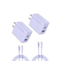ราคา Anker 20W Dual Port Charger with USB C USB C Cables Fast Charging Adapter 2 Pack for Android iPad and More (28995087831)