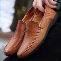ราคา พร้อมสต็อก หนังนุ่มเต็ม 100 ข้อเสนอพิเศษ Clearance รองเท้าหนังลําลองผู้ชาย Soft Sole Breathable All Match สบาย Slip On Peas รองเท้า (47512693434)