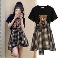 ราคา Swan shop ชุดเซต2ชิ้น เสื้อยืดลายหมี กระโปรงลายสก๊อต สไตล์แนวหวานใส่น่ารัก มี6ไซด์พร้อมส่งค่ะ (19201020506)