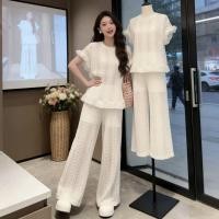 ราคา Swan shop ชุดเซ็ตเสื้อลูกไม้ถักโครเชต์สีครีม กางเกงขายาว เอวสม็อค ทรงหลวม ใส่สบาย ลุคคาเฟ่ เที่ยวทะเล สไตล์เกาหลี (41380416814)