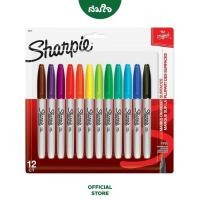 ราคา Sharpie ชาร์ปี้ Marker Fine แพ็ค 12 ด้าม Fun Colour Permanent Marker ปากกากันน้ำ มาร์คเกอร์เขียนแผ่นพลาสติก (16758185118)