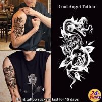 ราคา ดอกไม้งูลายสักครอบงําชายแขนพืชสักสติกเกอร์รอยสักกันน้ํายาวนาน15วันสติกเกอร์ผิวชั่วคราวสักปลอม (50311401884)