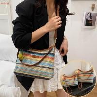 ราคา เมอร์ย์ สายรุ้งลายทอถุงสิริ สายรัดปรับได้สีรุ้งทอกระเป๋าสะพาย ความจุขนาดใหญ่ซิปปิดถัก กุ๊ย กระเป๋าผู้หญิงแฟชั่น (57212634799)