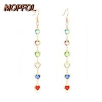 ราคา MOPFOL ม็อบ ต่างหู พลอยเทียม แสงหรูหราสไตล์คริสตัล พลอยเทียม หยดต่างหู อารมณ์โอ้อวดออกแบบโซ่ทองแดงที่มีสีสัน พลอยเทียม แขวนต่างหูส (24748282655)